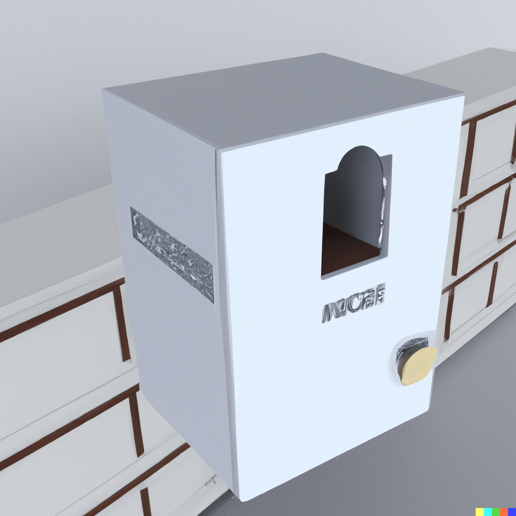 DALL·E 2022-08-15 12.33.43 - a 3d model of a locker to receive packages that opens with an APP-min